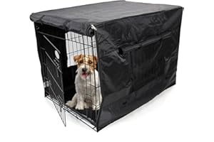 Easipet Dog Cage Cover, 42 inch, Black, Waterproof Polyester with Mesh Windows