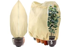 Aolawco 2 Stück Pflanzenschutz Winter,180x120cm Frostschutz Pflanzen,80g/㎡ Winterschutz für KüBelpflanzen mit Zugband und ReißVerschluss Pflanzen Winterschutz DraußEn für Palmen, Olivenbaum