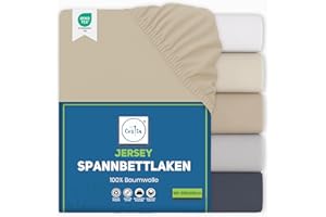 ‎COZITA Cozita Basics Spannbettlaken 180x200cm - 100% Baumwoll Jersey Bettlaken, Öko-Tex Zertifiziert, bis 25 cm Matratzenhöhe – Beige