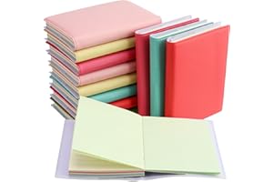 ZEONHEI 12 sztuk mini notatników smiley, kieszonkowe notatniki z etui ze skóry PU, mały notes idealny na pamiętnik, 10 x 7,3 cm, 100 kartek/200 stron, 6 kolorów