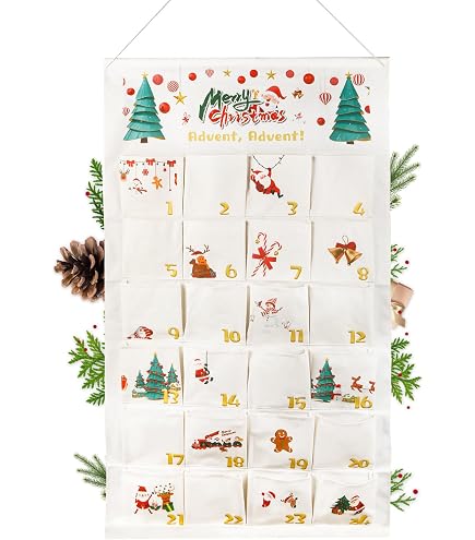 Douthfolle Calendrier de l'Avent 2025,36cm Sapin de Noël avec 30 Ornements Calendrier de l'Avent Compte à Rebours de 24 Jours pour Garçons,Filles, Cadeaux de Fête,Cadeau de Noël