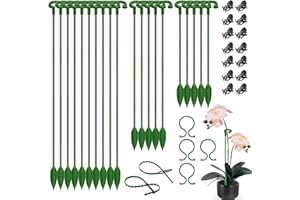 POTWPOT 20pcs Plant Supports Set, 3 Size 6.69/10.63/14.57 Inches Single Stem Plant Support Stakes Flower Support Stakes for Small Potted Plants Flower Phalaenopsis Orchid Roses