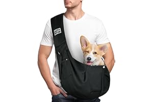 Adiwo Sac Chien Transport, Sac de Transport pour Chien Chat, Porte Chien pour Chiens/Chats de Taille Moyenne Jusqu'à 7,5 kg, Bretelles avec Poches pour l'Extérieur, Les Voyages, Le Métro (Noir)