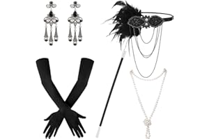 LUTER Accessori Flapper Anni 20, Nero Accessori Flapper Bracciale Perle per Gatsby Ottimo per Fascia Capelli per Gatsby Flapper per Costume da Donna e Ragazza