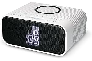 KSIX SMART YOUR TECH KSIX Despertador y Cargador inalámbrico WUAD, Altavoz Wireless, Radio FM. 10W Wireless, Qi Charger. Despertador Digital Doble Alarma, Color Blanco Brillo
