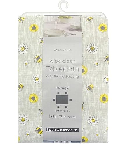 Stain-Resistant Tablecloth Bee Sunflower Design – Rectangular Or Round – Various Sizes – Non-Iron-Resistant, Easy Care – Provencal Style For Kitchen And Garden (Yellow, 200 X 150 Cm 14 thumbnail image