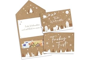 Happirra Geldgeschenk Weihnachten Verpackung, 2 Stück Weihnachtskarte Geldgeschenk Umschlag Grußkarte, Gutschein Verpackung Weihnachten, Weihnachtsgeschenke - 11 * 16cm