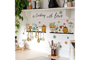 WandSticker4U® - Naklejka ścienna w stylu vintage, na regał kuchenny I obrazy ścienne: 73 x 57 cm I tatuaż ścienny kuchnia powiedzonka miłość, samoprzylepna dekoracja retro nowoczesna I naklejka ścienna do jadalni, szafki kuchennej Cool