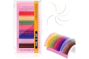 NAGARAKU Pestañas Individuales Clásico 1:1 Pestañas Postizas Pelo a Pelo Arcoíris Coloridas 8 Mixtos Del Arco Iris Extension Pestañas 16 Filas Colorful Single Individual Eyelash (0.07 C Curl 12mm)