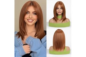 Esmee Pelucas Cortas Rectas Peluca Pelirroja Natural al Hombro Pelucas Sintéticas para Mujer
