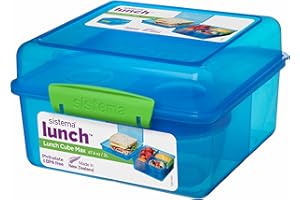 Sistema TO GO Lunch Box Cube Max - 2 L Bento-Box Style Food Container with Dividers & Leak-Proof Yoghurt Pot - BPA Free - Assorted Solid Colours (Not Selectable)