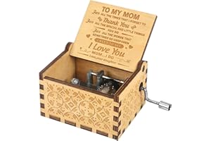 HSXIANG Music Box Gifts for Mom from Daughter,Hand Crank Engraved Musical Box - Birthday,Mother's Day,Thanksgiving