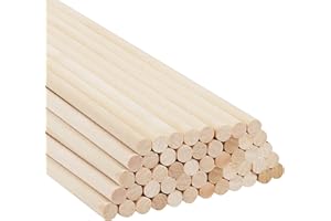 Belle Vous Palos de Madera Redonda Natural (Pack de 50) Palitos de Madera de 30 cm de Largo - Varas de Madera de 12 mm - Para Proyectos de Arte, Decoraciones y Manualidades de Madera