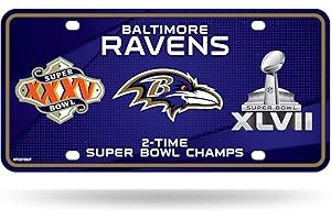 Rico Industries NFL Baltimore Ravens 2 x Super Bowl Champions Metall Auto Tag 21,6 x 27,9 cm – ideal für LKW, Auto, SUV
