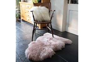 SHEEPSKIN WORLD Arthur Cameron - Genuine Double-Fleece Sheepskin Rug with a Natural Suede Backing - Non-Allergenic, Extra Thick & Dense Wool with a Soft, Fluffy Texture