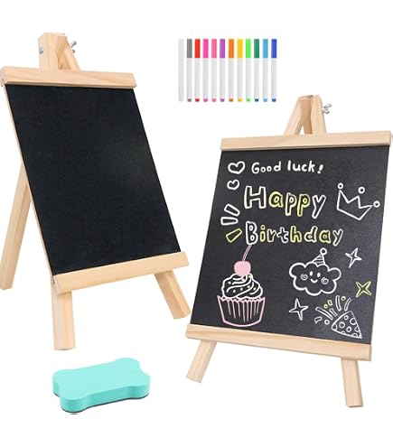 Lot De 2 Chevalets Ardoise De Table 28x16 Cm – Petits Tableaux Noirs Avec Support En Bois Pour Étiquettes Prix, Mariages Et Boulangerie