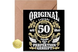 Sugeru Geburtstagskarte 50 Oldschool - 50 geburtstag karte mit Umschlag - Geschenke zum 50 Geburtstag Frau Mann - Lustige Geburtstagskarte（50）