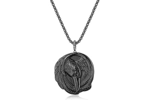 COAI Collier Pendentif Pierres Semi-Précieuse Obsidienne Homme