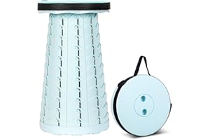 HIGSPE Przenośny składany stołek, mini stołek teleskopowy, 6,5 ~ 45 cm, z regulacją wysokości, plastikowy, lekki stołek kempingowy do aktywności na świeżym powietrzu, na kemping, wędkowanie, BBQ,