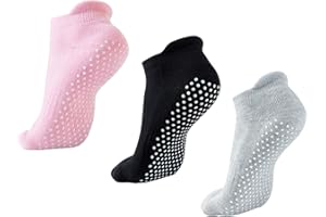 NEWCHAO Calzini antiscivolo per donna e uomo Calzini antiscivolo per yoga Pilates Allenamento Barre Gravidanza Ospedale Maternità Confezione da 3