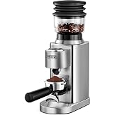 HiBREW G7 Grinder 48 Settings, Portafilter and Magnetic Cup | Conical burr 420 stainless steel. Anti-static technology. Compa