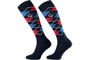 TODO Comodo STPDJ Calze Equitazione Donna, Uomo, Bambina | Calzini da Equitazione Ragazza Ragazzo a Scacchi Lunge in Cotone