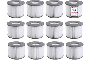 Dokkita 12er Set Ersatzfilter für MSPA Whirlpool-Filter-Kartuschen, Filter für Whirlpoal, für Heiße U-Boote und Spa, für Aufblasbare Pools - Wasserfilter Modell ab 2020