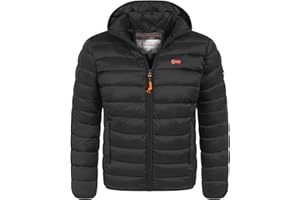 Geographical Norway Herren Herbst Winter Jacke warm gefüttert Steppjacke Outdoor Leicht Kapuzenjacke Winterjacke