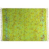 Wogeka - Sarong – circa 100 modelli nel negozio – telo mare opaco come gonna avvolgente Pareo Loop Stola verde Sar38