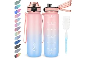 OKKLE Water Bottle 1L BPA Free Sport Drinks Bottle with Portable Handle 1 litre water bottle Lock Cover, Leak Proof,for Gym, School,Outdoor,Sports,Fitness& Office