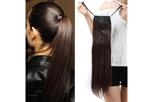 22"(55cm) SEGO Coleta Postiza Larga Pelo Sintético Se Ve Natural [Castaño Chocolate] Extensiones de Cabello Clip Cola Postiza Pelucas Postizos Lisa (90g)