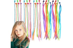 VIKSAUN 30 Pièces Kit Tresses Cheveux, Arc en Ciel avec Pince à Cheveux, Extensions de Tresse de Cheveux, pour Faveurs de Fête d'anniversaire et Enfants Performance (30 Pièces)