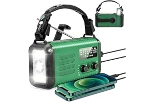 LEATON 20000mAh Emergency Solar Radio with Hand Crank, NOAA Weather Radio & USB Charger - Portable Power Bank, LED Flashlight, SOS Alarm (Army Green)