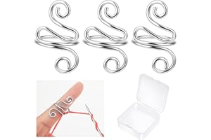 Sibba 3 Stück Häkelring für Finger Verstellbare Strickringe Garnführungs Fingerhalter Garnführungshalter Crochet Ring Häkeln Stricken Strickzubehör Knitting Fingerhut für Quilten Basteln Kunsthandwerk