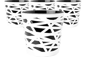 ‎2FRIENDS 4er Set Blumentopf Übertopf, 2 in 1, stabilem Kunststoff, mit herausnehmbarem Einsatz, Durchmesser 15 cm, Höhe 15 cm, schwarz/weiß