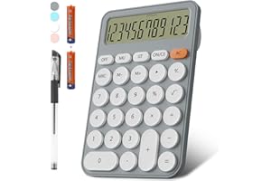 Calcolatrice Da Tavolo Per Ufficio Dimensioni Desktop 15,9 * 10,6 cm, Batteria DECKLIT Calcolatrice Grande a 12 cifre Ampio Display Chiaro, Calcolatrice Desktop Grande Tasti Grandi(Grigio)