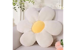 Yhoelata Cuscino Fiore Bianco, Cuscino da Pavimento Estetico per Camera, Cuscino Decorativo Margherita per Cameretta Bambini, Decorazione Preppy per Stanza, Cuscino per Divano 48 cm