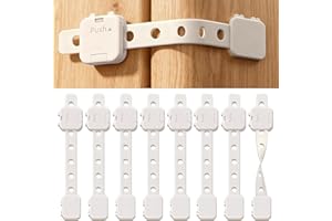 Hanqing 8 Pack Child Safety Locks, Baby Proof Cupboards Locks, Adjustable Cupboard Locks for Cabinets, Kitchen, Drawer, Fridge, Easy Install, No Drilling Required