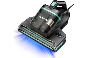 HAUSHOF 400W Mattress Vacuum Cleaner with 15 kPa Suction for Bed & Sofa | Mite Level Display, UV-C Light & Hot Air & Roller Brush 3-in-1 Mite Removal, HEPA Filter, Aromatherapy Function, 5 m Cord