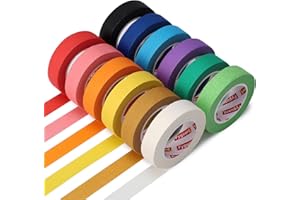 Fyguard 12 Rolls Coloured Masking Tape, 15mm x 13m Craft Tape Adhesive Decorative Tape Rainbow Painting Tape for Home Classroom Office DIY Scrapbooking Crafts