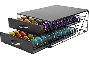 SYSYLY Porta Capsule Dolce Gusto, Porta Cialde Caffè con 2 Cassetti in metallo, Contenitore per Capsule di Caffè, per 80 Capsule.