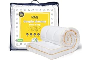 SNUG IS HAPPY SLEEP Snug Deeply Dreamy Mattress Topper Single Bed - 10cm 4 Inch Extra Thick Mattress Enhancer with Elasticated Straps Quilted Comfortable Super Soft - Hypoallergenic Machine Washable - Single - 190x90cm