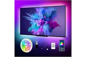 phopollo 4M Tv Led Backlight USB for 55"-70" Tv,Monitor,PC,Light Strip with App Control,Music Sync with Mic,5050 RGB Color Changing Led Strips Lights