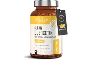 VitaBright Quercetin Supplement 1000mg | 180 Capsules - 2 Daily | 500mg Capsules - Take 2 Daily | Quercetin Powder Bio Flavonoids Supplements | Vegan | No Additives | Made in Britain