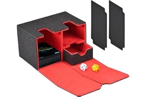 WEIGUDOC Deck Box für Magic the Gathering Karten, Sammelkarten Box für 200+ Karten mit Würfelfach 2 Trennfächer, Magnetische Kartenbox Kompatibel mit MTG TCG Commander PTCG für Sammeln und Tauschen (Rot)