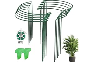 10Stück pflanzenstütze, ASSUGO staudenhalter rund aus beschichtetem Stahl, Metall Garden Halbrund Stützring käfighalter Rankhilfe Klettergitter für Pflanzenanbau Grenzstütze(25 * 40cm)