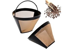 SHSHbuy 2PCS Filtre Café Permanent Filtre,Inoxydable Filtres à Style Cône Numéro 4,100 Mailles Filtre à Café Réutilisable pour la Filtration du Café et du Thé