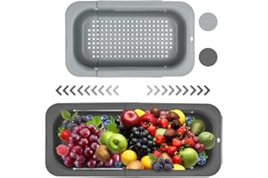 Jissta Cestello scolapasta per lavello in 2 pezzi,organizzatore da cucina estensibile,cestello scolapasta per lavare verdura e frutta,scolare la pasta,utensili da cucina senza BPA