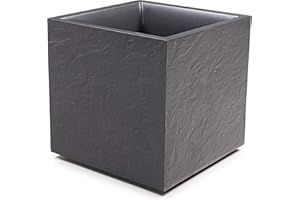 Ondis24 Macetero Volcán Pierre 50, maceta de 50 x 50 cm, jardinera de jardín, aspecto de pizarra, con almacenamiento de agua, jardinera alta, resistente al invierno (antracita)