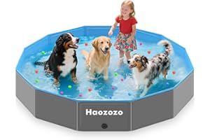 Haozozo Piscine pour Chien, Bassin Renforcé pour Grands Chiens en PVC Durable, Piscine Pliable Sécurisée Antidérapante pour Chien - Faltbare Schwimmbecken Hund Planschbecken (160x30 cm)